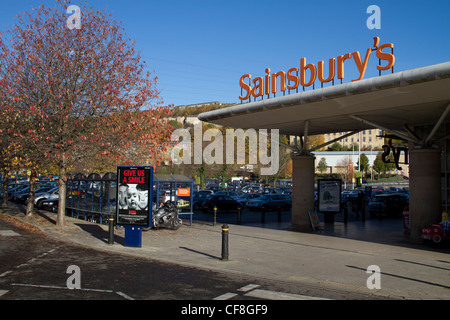 Sainsburys Supermarkt Halifax Stadtzentrum Calderdale, West Yorkshire. Stockfoto