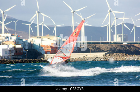 Winsurfer in Pozo Izquierdo, Gran Canaria Stockfoto