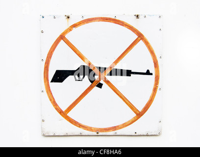 Keine Waffen. Zeichen in Jaffna, Sri Lanka zu sehen. Stockfoto