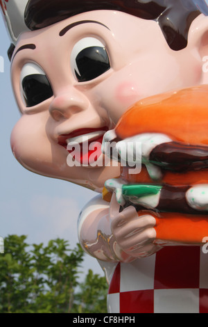 Big Boy. Maskottchen oder Symbol der Big Boy Restaraunts. Frischs Big Boy Restaurant, Beavercreek, Dayton, Ohio, USA. Stockfoto