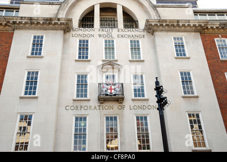 London-Obst-Austausch und London Wolle Börsengebäude, Spitalfields, London, England Stockfoto