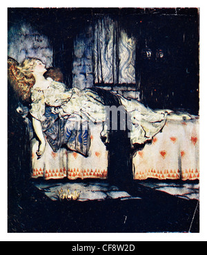 Die Sleeping Beauty Arthur Rackham 1920 böse Hexe Fee Feen Buch Magie magische Mythos Spindel Legende Geschichte Märchenprinzessin Stockfoto