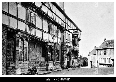 Das George Inn Norton St Philip Somerset England Tavern Pub Wirtshaus aufgeführt Bauphase coachen Timber Frame 14. Jahrhundert Stockfoto