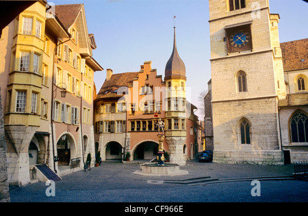Schweiz, Europa, Kanton Bern, Biel, Bienne, Architektur, Altstadt Stockfoto