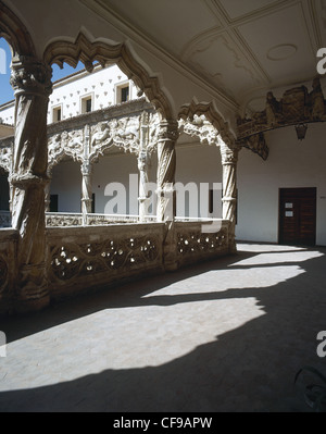 Die Infantado Palace. Ende des 15. Jahrhunderts. Der Hof der Löwen. Guadalajara. Spanien. Stockfoto