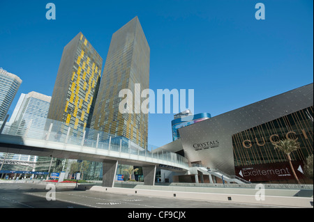 Aria Resort & Casino Towers mit Kristallen im CityCenter, Strip, Las Vegas, USA Stockfoto