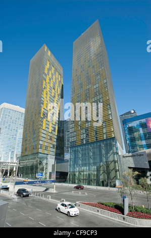 Aria Resort & Casino Towers mit Kristallen im CityCenter, Strip, Las Vegas, USA Stockfoto