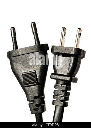 Zwei Arten von Plug-in der Welt auf einem weißen Hintergrund. Stockfoto