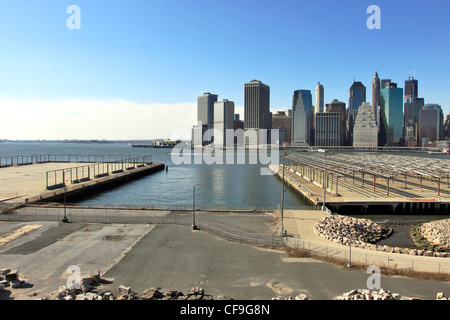 Ansicht des unteren Manhatttan von der Brooklyn Promenade New York City Stockfoto