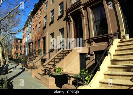 Brownstone Wohnungen auf Willow St. Brooklyn Heights New York City Stockfoto