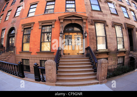 Brownstone Wohnungen auf Willow St. Brooklyn Heights New York City Stockfoto