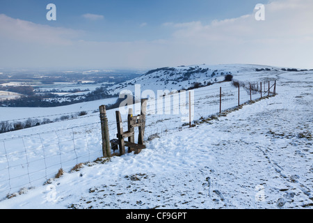 Winter auf der South Downs National Park, East Sussex, England Stockfoto