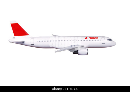 Passagierflugzeug Modell isoliert auf weißem Hintergrund Stockfoto