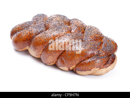 Laib Brot mit Mohn isoliert auf weißem Hintergrund Stockfoto