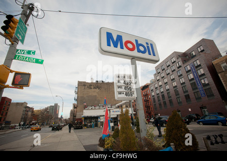 Eine Mobil-Tankstelle in East Village in New York Stockfoto