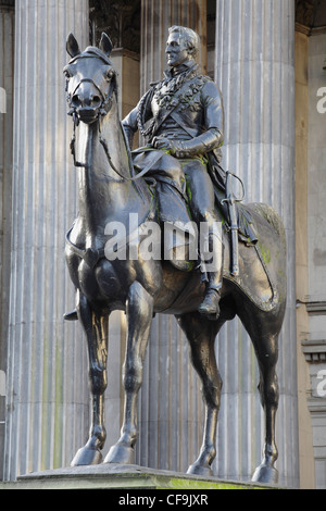 Duke of Wellington Glasgow, Statue auf der Queen Street / Royal Exchange Square im Stadtzentrum, Schottland, Großbritannien Stockfoto