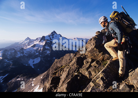 Bergsteiger auf die Tantalus-Traverse, Coast Mountains im Süden British Columbias, Squamish, Kanada Stockfoto