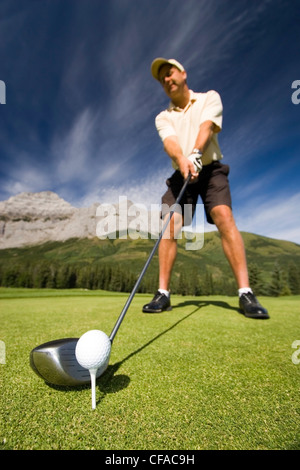 Golfen in Kananaskis Country, Alberta, Kanada. Stockfoto