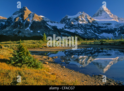 Magog See und Mount Assiniboine, Mount Assiniboine Provincial Park, Britisch-Kolumbien, Kanada. Stockfoto