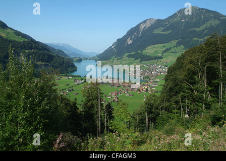 Schweiz, Europa, Obwalden, Lungern, Lungernsee, See, Berge, Landschaft, Stockfoto