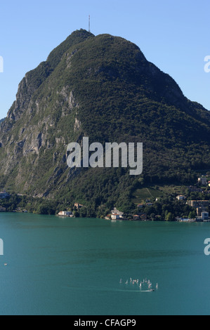 Schweiz, Europa, Ticino, Lugano, San Salvatore, Berg, Boote, Lago di Lugano, See, Stockfoto