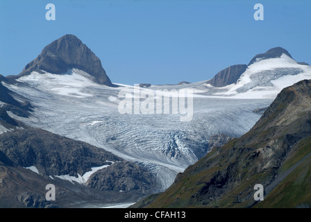 Schweiz, Europa, Wallis, Griespass, Alpen, Berge, Felsen, Klippen, Bettelmatthorn, Steinen, Pfählen, Stockfoto