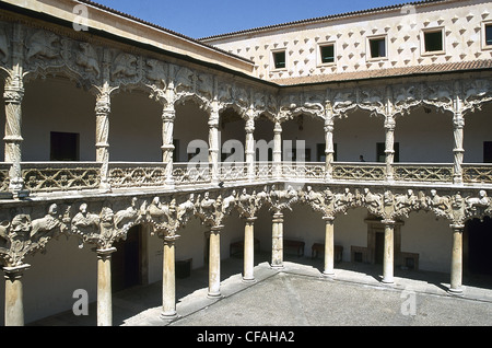 Die Infantado Palace. Ende des 15. Jahrhunderts. Der Hof der Löwen. Guadalajara. Spanien. Stockfoto