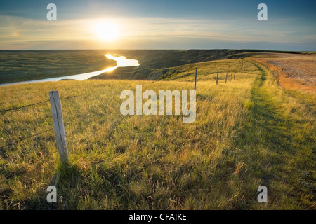 South Saskatchewan River bei "The Loop" in der Nähe von Leader, Saskatchewan. Stockfoto