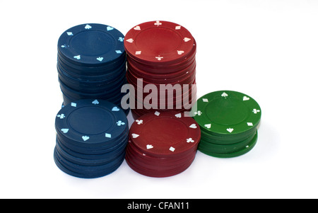 Poker-Fische in rot grün und blau Stockfoto