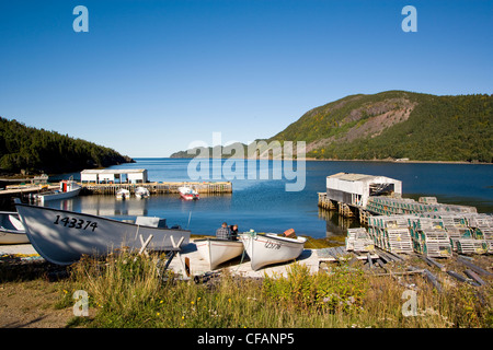 Hölzerne Angeln Dories, Summerville, Neufundland und Labrador, Kanada. Stockfoto