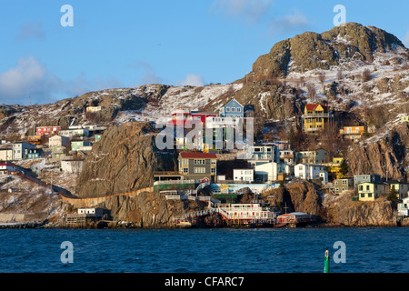 Die Batterie im Winter, Hafen von St. John's, Neufundland und Labrador, Kanada. Stockfoto