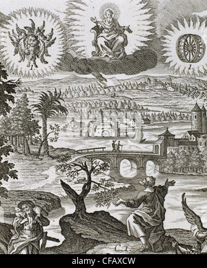 Hesekiel (622-570 v. Chr.). Hebräischen Propheten. Vision des Ezechiel. Gravur. Stockfoto