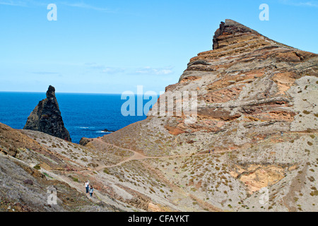 Touristen in Ponta de Sao Lourenco, Madeira, Portugal Stockfoto