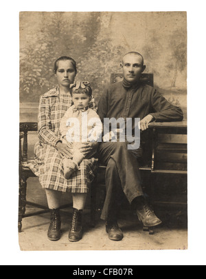 Familie. Ein altes Foto von 1924. Alt-Russland Stockfoto