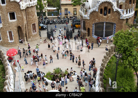 Eingang zum Parc Güell, Barcelona Stockfoto