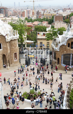 Eingang zum Parc Güell, Barcelona Stockfoto