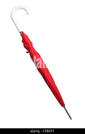 Rotes Dach isoliert auf weiss. Clipping-Pfad enthalten. Stockfoto