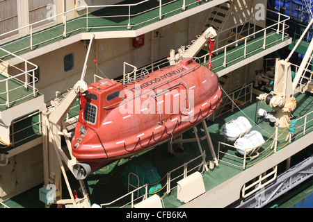 Rettungsboot auf den Hyundai Goodwill, Panama-Kanal Stockfoto