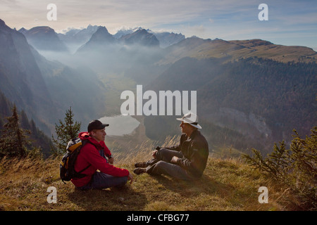Mountain, mountains, mountain lake, lake, Appenzell, Appenzell Innerroden, Alpstein, Switzerland, Europe, lake Samtis, autumn, m Stockfoto