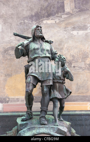 Kanton Uri, Schweiz, Europa, Zentralschweiz, Wilhelm Tell, Wilhelm, Tell, Denkmal, Armbrust, Altdorf, Stockfoto