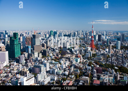 Tokyo, Japan, Asien, Stadt, Skyline von Tokyo, Tokyo Tower, Architektur, groß, Gebäude, Stadt, riesige, Metropole, Skyline, Turm, Trav Stockfoto