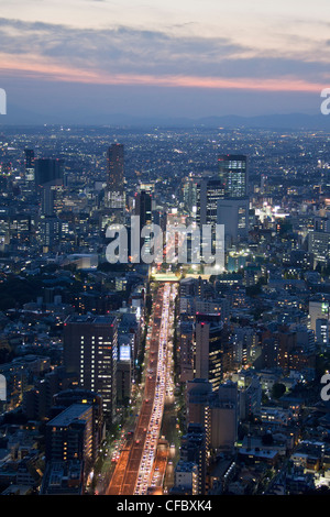 Tokyo, Japan, Asien, Stadt, Shuto Expressway, Shibuya, Sonnenuntergang, Architektur, große, Gebäude, Stadt, Innenstadt, Schnellstraße., riesig, l Stockfoto