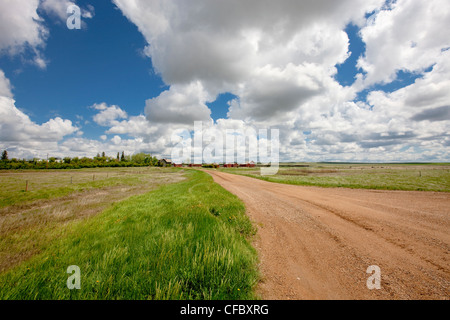 Bauernhof in Val Marie, Saskatchewan, Kanada. Stockfoto