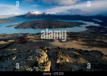 Eine malerische Aussicht auf Lago Belgrano und Halbinsel Belgrano im Nationalpark Perito Moreno, Argentinien Stockfoto