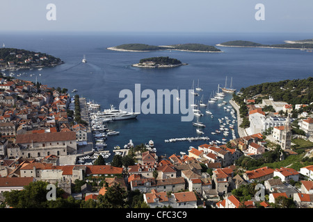 Stadtbild, Altstadt, Stadt Hvar, Hvar, Split-Dalmatien, Kroatien Stockfoto