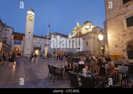 St. Blasius-Kirche am Abend Luza Square, Dubrovnik, Dubrovnik-Neretva County, Dalmatien, Kroatien Stockfoto