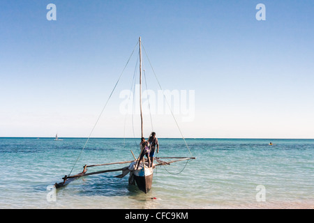 Fischerei unterstand, Anakao, Süd-Madagaskar Stockfoto