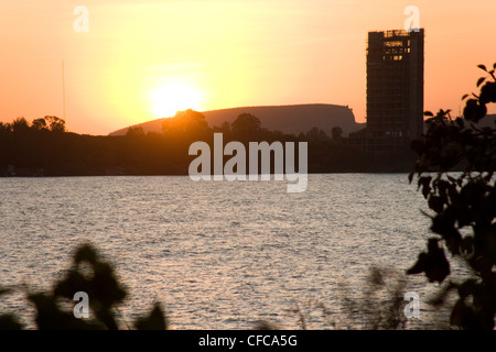 Sonnenuntergang über Tana-See vom Tana Hotel in Bahir Dar, Äthiopien Stockfoto