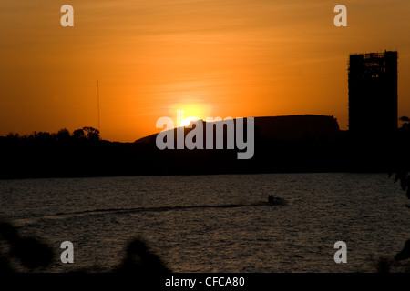 Sonnenuntergang über Tana-See vom Tana Hotel in Bahir Dar, Äthiopien Stockfoto