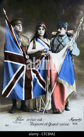 Frankreich, 1915, Weltkrieg, Krieg, Weltkrieg, Europa, 1914-1918, Postkarte, Fahnen, England, Frankreich, Soldat, Stockfoto